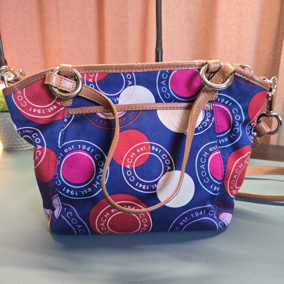 COACH Snaphead Polka-Dot Leah Multicolor Tote Crossbody Bag F14730 - Picture 4 of 16